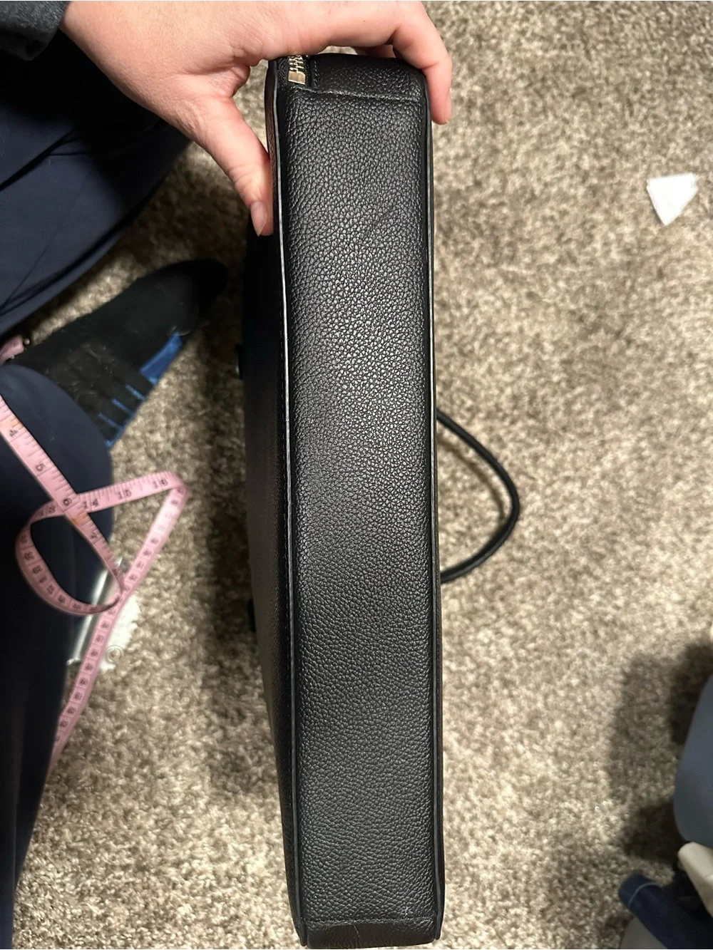kate spade Black and Cream Pebbled Leather Laptop Tote
